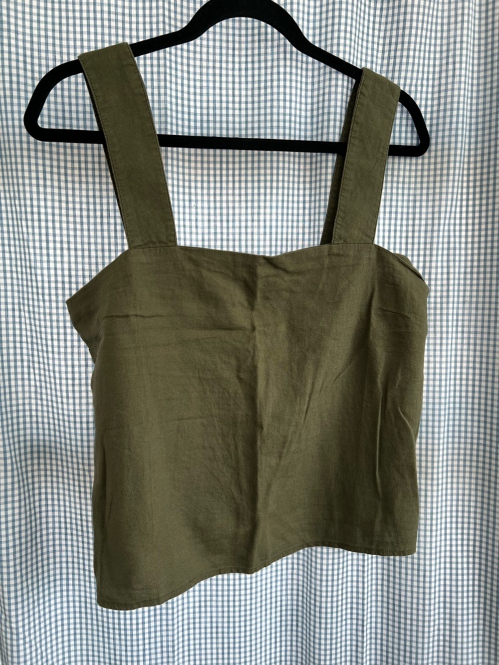 Banana Republic Olive Green Square-Neck Linen Tank